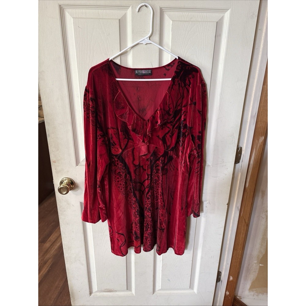 Pyramid Collection Velvet Babydoll Dress Top Red Goth Whimsigoth Plus Size 2X